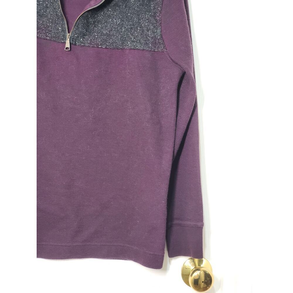 Banana Republic Women’s Half Zip Pullover Sweater L Purple Gray Textured Collar - Picture 2 of 11